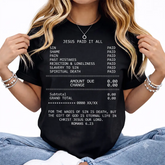 JESUS PAID IT ALL Graphic Print Tee - Soft, Breathable, Casual Short Sleeve T-Shirt for Unisex - Perfect for Summer, Outdoor Activities, and Faith-Based Events