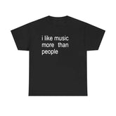 `I Like Music More Than People Graphic T?Shirt, Funny Introvert Quote Men Casual Crew Neck Short Sleeve Tee Men T shirts