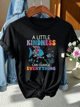 Women Inspirational T-Shirt, A Little Kindness Can Change Everything Fish Graphic Tee