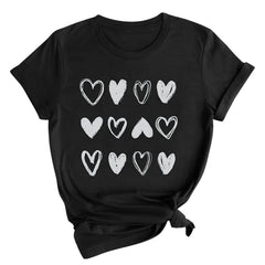 Tbopshirt Womens Tops,Valentine's Day T-Shirts for Women Graphic Tees,Womens Valentines Day T Shirt Crewneck Heart Printed Short Sleeve Casual Loose Plus Size Tops S-XXXL