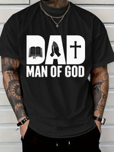 The Father of God Boldly Prints The Bible and The Cross Design Pattern Print, Crew Neck Short-sleeved T-shirt, The Same for Men and Women