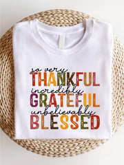 Men's Thankful Grateful Blessed Graphic T-Shirt, Thanksgiving Fall Shirt, Casual Short Sleeve Tee
