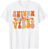 Autumn Vibes Groovy Design Fall Lover Thanksgiving Unisex T-Shirt