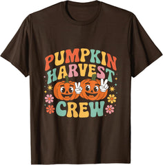 Pumpkin Harvest Crew Retro Fall Halloween T-Shirt