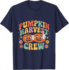Pumpkin Harvest Crew Retro Fall Halloween T-Shirt