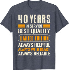 Service Anniversary 40 Years of Work Colleague T-Shirt