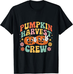 Pumpkin Harvest Crew Retro Fall Halloween T-Shirt