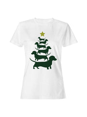 Dachshund Christmas Tree Womens Graphic Tee