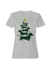 Dachshund Christmas Tree Womens Graphic Tee