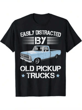 Easily Distracted By Old Pickup Trucks T-Shirt Men Vintage Truck Lover Tee