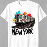 Fashion NYC Graffiti Subway Train Graphic T?Shirt, New York Urban Street Art men Casual Crew Neck Short Sleeve Tee Men T shirts