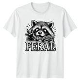 Feral Raccoon Funny Graphic T?Shirt, Cute Wild Animal Pun Unisex Casual Crew Neck Short Sleeve Tee Men T shirts