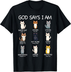 Funny Cat God Says I Am Christian Lover Cute Unisex T-Shirt