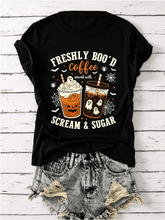 Funny Halloween Coffee Shirt Freshly Boo'd Scream Sugar Fall Drink Top