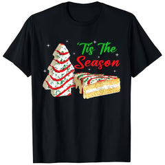 Funny "Tis The Season" Christmas Tree & Cake Graphic Unisex T-Shirt- 100% cotton
