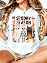 Halloween T?Shirt, Women Crew Neck Short Sleeve Tee, Cute Ghost Skeleton Black Cat Pumpkin Print Tees£¬Halloween Gift T shirt