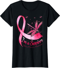 I'm A Survivor Dragonfly Breast Cancer Awareness T-Shirt