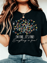 I'm Fine It's Fine Everything Is Fine T-Shirt Funny Light Bulb Socket Graphic Tee