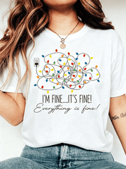 I'm Fine It's Fine Everything Is Fine T-Shirt Funny Light Bulb Socket Graphic Tee