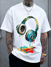 Man' Colorful Headphone Paint Print TShirt