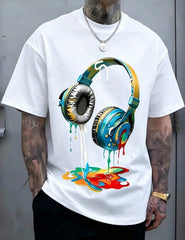 Man' Colorful Headphone Paint Print TShirt