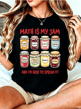 Math Is My Jam T?Shirt, Women Crew Neck Short Sleeve Tee, Funny Math Teacher Jam Jar Print, Casual All?Season Top, Humorous Math Lover Gift for Educators S?5XL