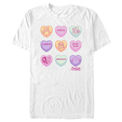 Men's Adventure Time Valentine's Day Conversation Hearts Graphic Tee White 2X Large