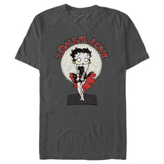 Men's Betty Boop Valentine's Day Zombie Love Dress Graphic Tee Charcoal 3X Large