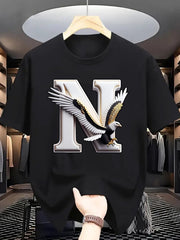 Men's Eagle Letter N Graphic Casual Tee Trendy Printed T-Shirts for Men, Men Clothing