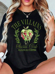 New Women's Casual Crew Neck T-Shirt Summer Tops The Villains Creative Design Printed T-Shirts Women's Summer Fashion Cute Casual Round Neck Short Sle