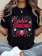Spider Grandma Family Spider Silk Funny Halloween Women's T-Shirt, Autumn Tops For Women