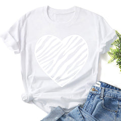loopsun Summer Tops for Womens,Fashion Women Valentine's Day Print Short Sleeve T-shirt Novelty Graphic Tops Black XXL