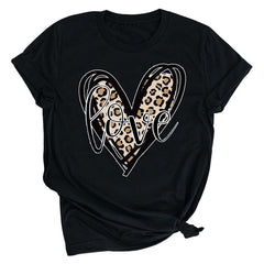Tbopshirt Valentine's Day T-Shirts for Women Short Sleeve Graphic Tees, Printing Love Heart Round Neck Plus Size Womens Tops S-XXXL