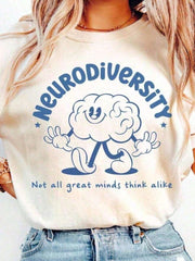 Unisex Neurodiversity Retro Graphic T‑Shirt, Not All Great Minds Think Alike, Autism Awareness Mental Health Casual Short Sleeve Tee for Men Women