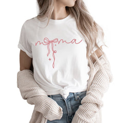 Verita Culture Mama Summer Ribbon Graphic Tees For Women’s Short Sleeve Mom T-Shirts,Funny Mom Shirt Short Sleeve Graphic Mom T-Shirts