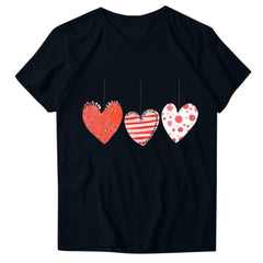 WREESH Women's Tshirts Graphic Tees Valentine's Day Heart Printed Short Sleeve Shirts for 2025 Summer Casual Tops Black
