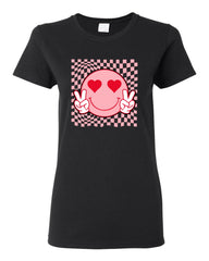 Wild Bobby Cute Trippy Peace Heart Valentine's Day Peace Hipster Vibes Women Graphic Tee