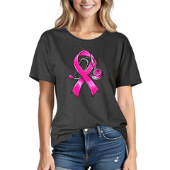 Wiyuqeen Breast Cancer Awareness T-Shirt Women Summer Round Neck Short Sleeve Graphic Tees Pink Ribbon Survivor Everyday Wear