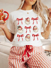 Women Christmas Santa Claus Graphic T?Shirt, Vintage Santa Red Bow Print Casual Crew Neck Short Sleeve Tee Top Christmas T shirts