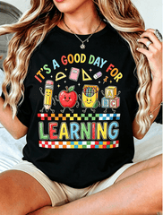 Women ¡°It's A Good Day For Learning¡± Letter Print Graphic T?Shirt Women Casual Everyday Top Tees teacher t shirt Women Clothing