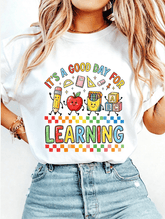 Women ¡°It's A Good Day For Learning¡± Letter Print Graphic T?Shirt Women Casual Everyday Top Tees teacher t shirt Women Clothing