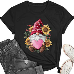 Women's Wife's Day Graphic Tees Short Sleeve Heart Printed Shirts Blouse Tops