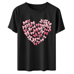 Womens Valentines Tshirts Cute Heart Valentine Day Graphic Tee Tops Summer Short Sleeve Casual Tees Pullover, 2XL Black