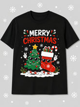 Merry Christmas Graphic T-Shirt, Funny Sunglasses Christmas Tree Stocking Holiday Casual Short Sleeve Tee