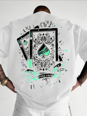 Vintage Ace of Spades Playing Card Back Graphic Print, Trendy Casual Streetwear Tee,Men Crew Neck Tshirts,Men Sportwear
