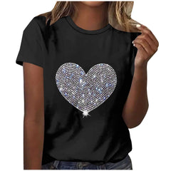 EchfiProm Womens Valentine Shirts Love Heart Graphic Tee Summer Valentine Day Tops for Lover Short Sleeve