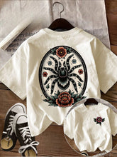 This Is A Spider Short Sleeved T-Shirt With A Traditional American Tattoo Style, Taking The Retro Dark Cool Route,Casual Women's T-Shirt