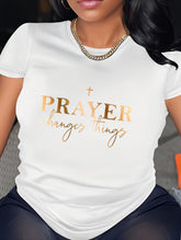 Women’s Christian Faith Graphic T-Shirt Prayer Quote Cross Design Casual Short Sleeve Crew Neck Soft Cotton Tee