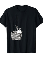 Vintage Shower Caddy Basket Black and White Graphic T-Shirt, Funny Bathroom Art Tee