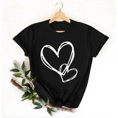 Nmnitkp Womens Tops Casual Crewneck Tee - Valentines Day Graphic Short Sleeve T-Shirt Black,S